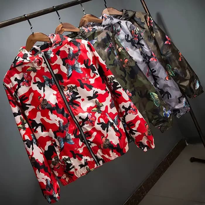 Vestes à capuche femmes manteaux 2025 automne vestes de base coupe-vent femme imprimé papillon fleuri dames veste légère à fermeture éclair