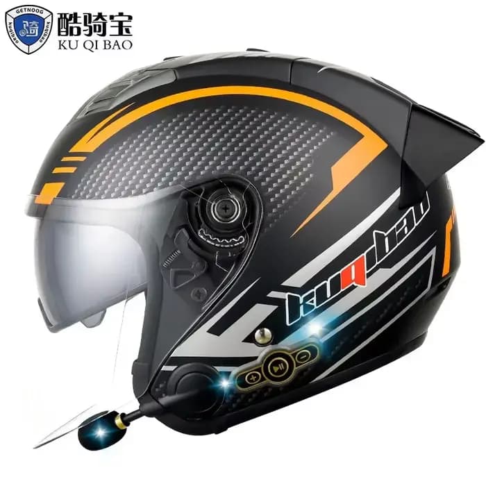 Casque de moto intégral Bluetooth 3/4 pour hommes et femmes