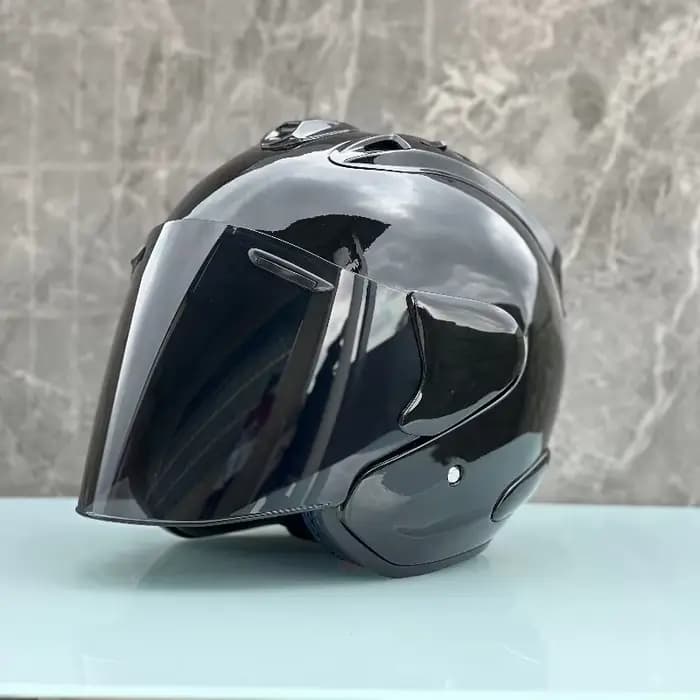 3/4 casque ouvert Ram5 noir brillant