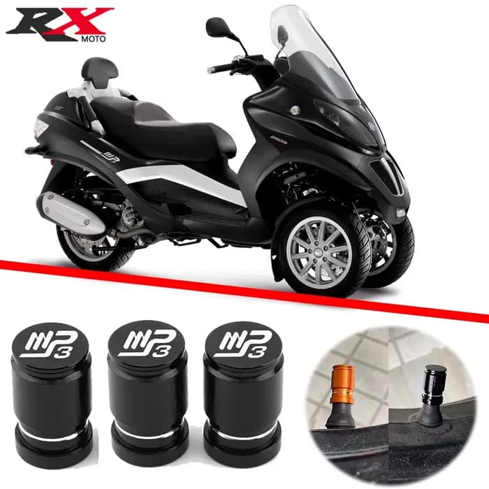 3 pièces pour Piaggio MP3 250 300 500 MP3250 MP3300 MP3500 accessoires de moto Valve de pneu Port d'air tige couvercle bouchon Logo