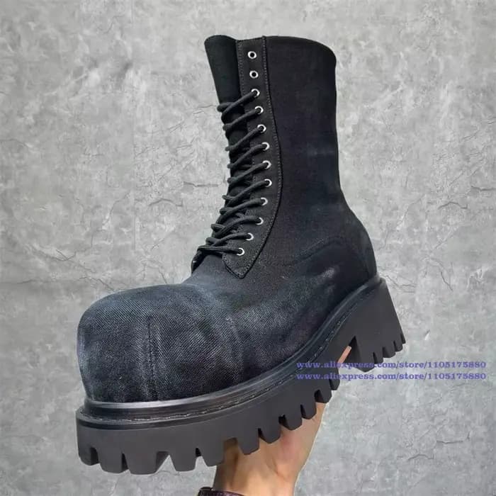 Bottes de moto en Denim noir pour hommes