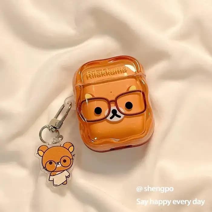 Étui pour écouteurs Bluetooth Apple Airpods Pro3 Airpods4, étui anti-chute pour écouteurs, étui pour lunettes stéréo, dessin animé mignon Rilakkuma, cadeau