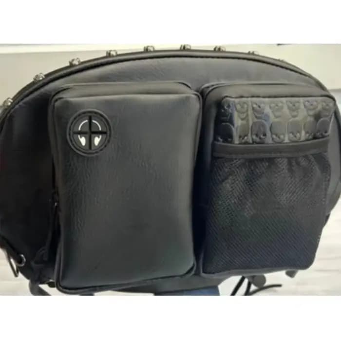Sacoche latérale vintage en cuir PU pour moto