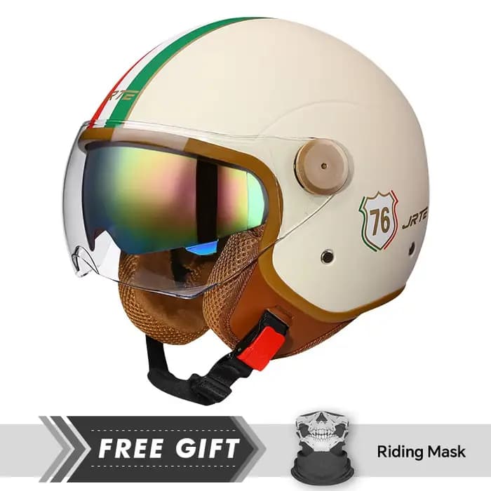 Casques de moto à Double lentille rétro DOT 3/4