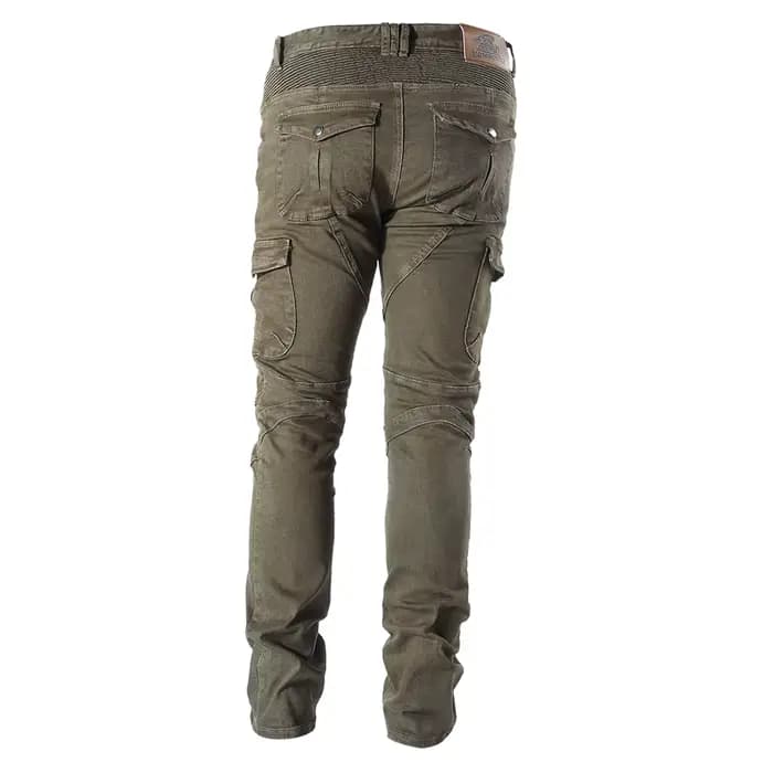 Jean de moto avec 4 protections articulées pour genoux et hanches