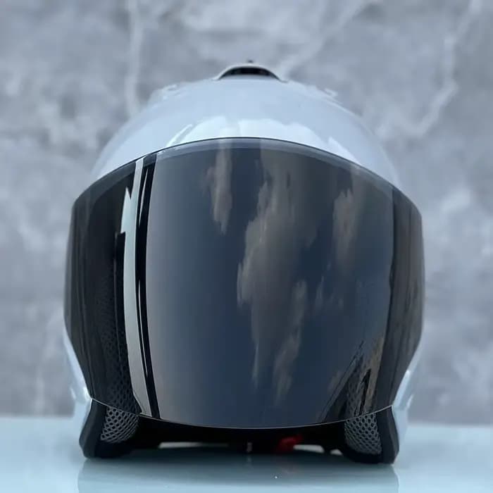 Demi-casque gris ciment Ram4 approuvé ECE pour hommes et femmes