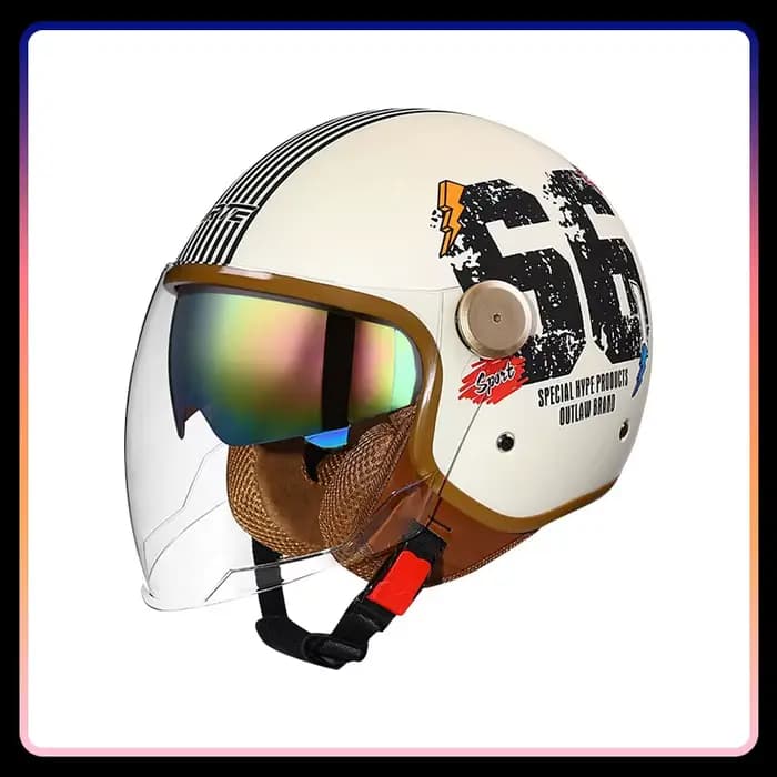 DOT ECE casques ouverts Jet Moto casque Daul lentille rétro semi-ouvert
