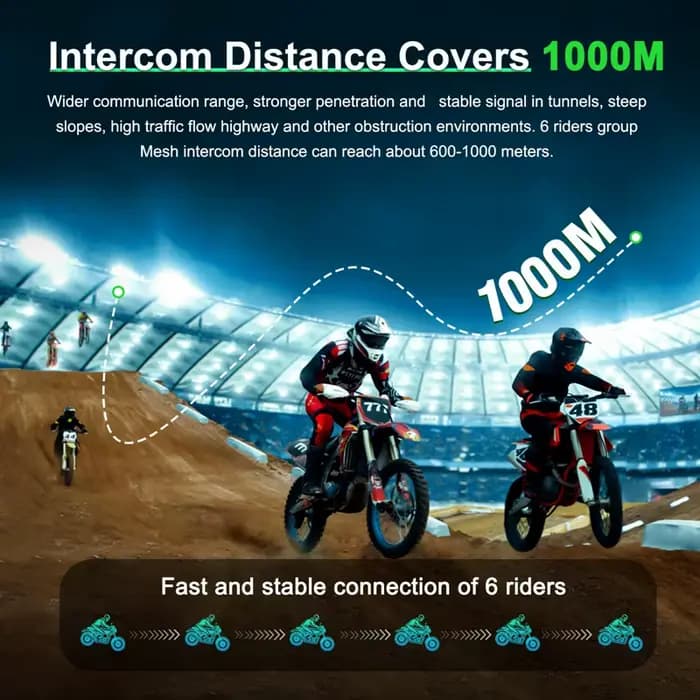 1/2 pièces EJEAS Q8 casque de moto maille 3.0 Interphone Bluetooth5.1 pour 6 coureurs 1200M