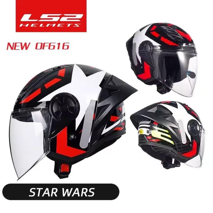 Casque Moto Jet Ouvert LS2 OF616 Airflow II 3/4 avec Aileron Arrière Large pour Scooter