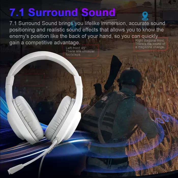 REDRAGON HYLAS H371 – casque de jeu RGB, son Surround 7.1, USB, pour ordinateur, PC, ordinateur portable, écouteurs, microphone, contrôleur EQ