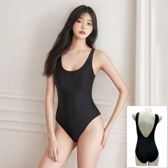 Combinaison de bain femme à séchage rapide, couleur unie, élastique, maillot de bain pour fille, tenue de plage, coupe ajustée, maillot de bain une pièce, été