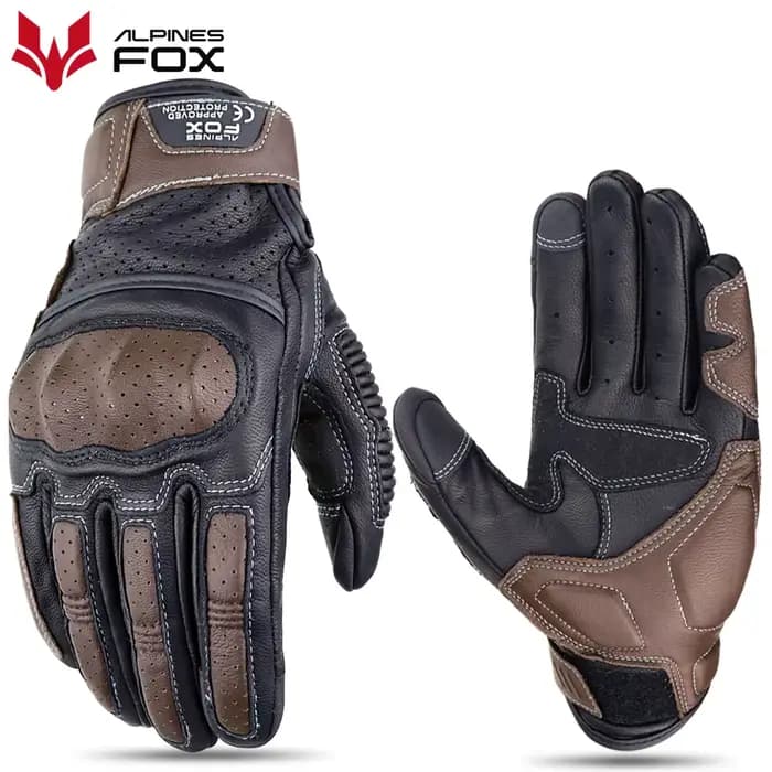 Gants de moto vintage en cuir pour hommes et femmes