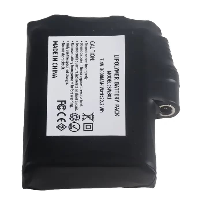 Batterie de rechange pour gants chauffants 7.4V 3000mAh 2S Lithium Polymère pour gilet chauffant