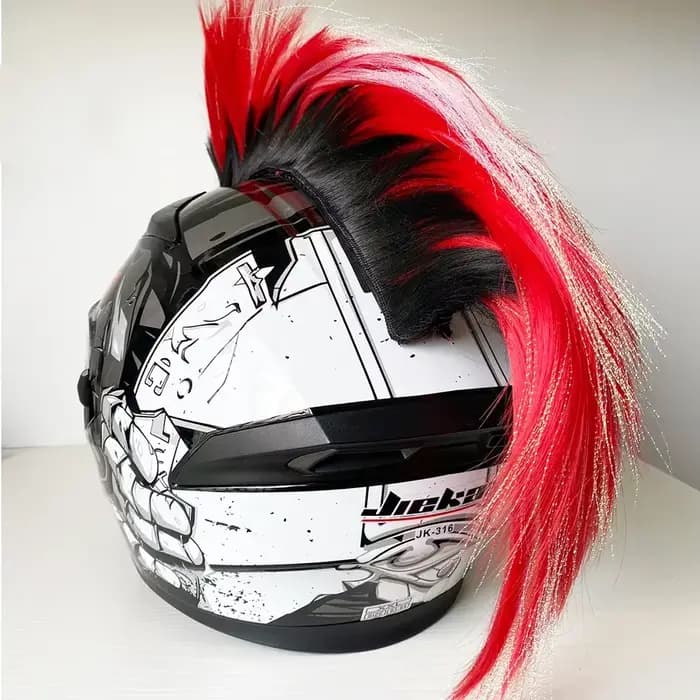 Personnalité créative moto casque électrique décoration Mohawk perruque