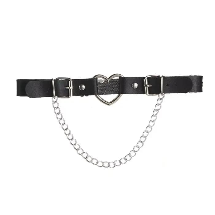 Harnais de jambe réglable sexy avec chaîne, anneau de cuisse, accessoires de mode punk, porte-jarretelles en cuir PU en forme de cœur, bretelles pour femme