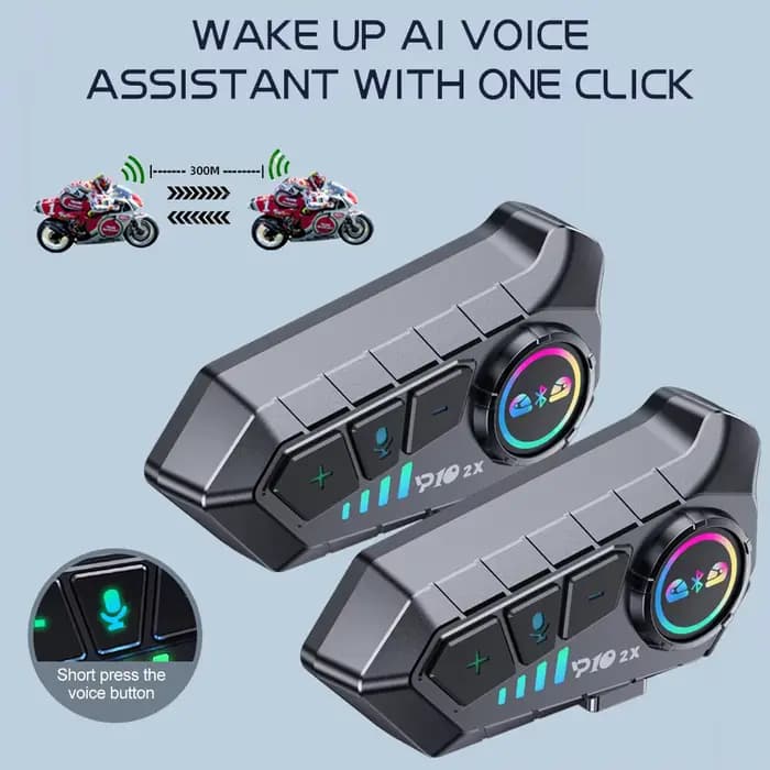 Y10 2x Interphone Moto Bluetooth casque étanche 300m pour 2 coureurs Intercomunicador