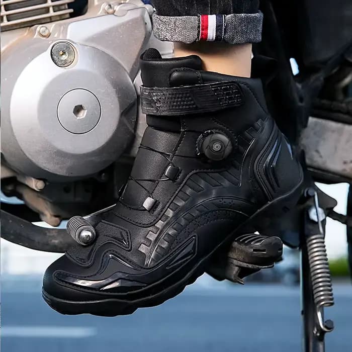 Chaussures de moto en cuir microfibre