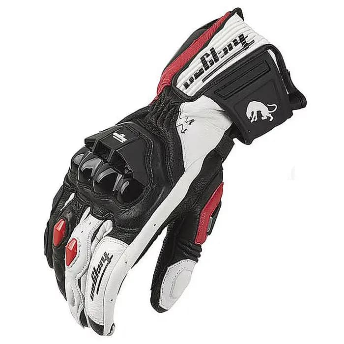 Gants de moto noirs de course en cuir véritable
