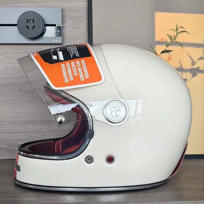 Casque de Moto Rétro Bouvriers en Fibre de Verre