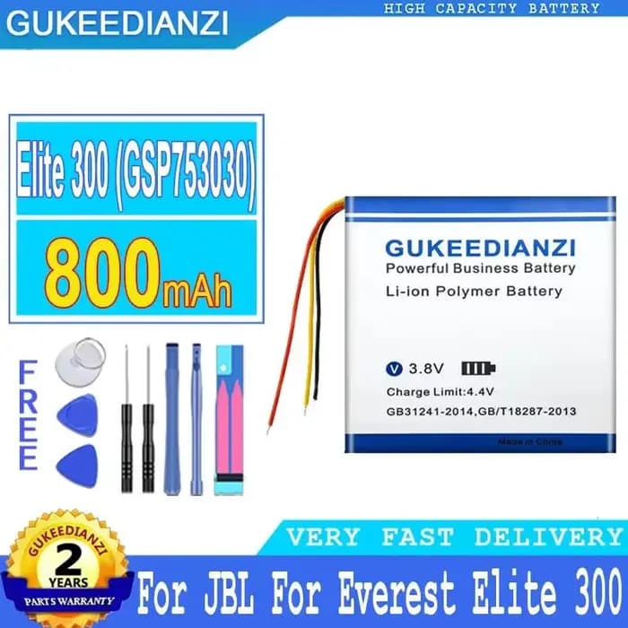 Batterie pour écouteurs sans fil Jbl E45BT, pour casque Everest Elite 300 E55BT, GSP753030, haute compatibilité, 800mAh