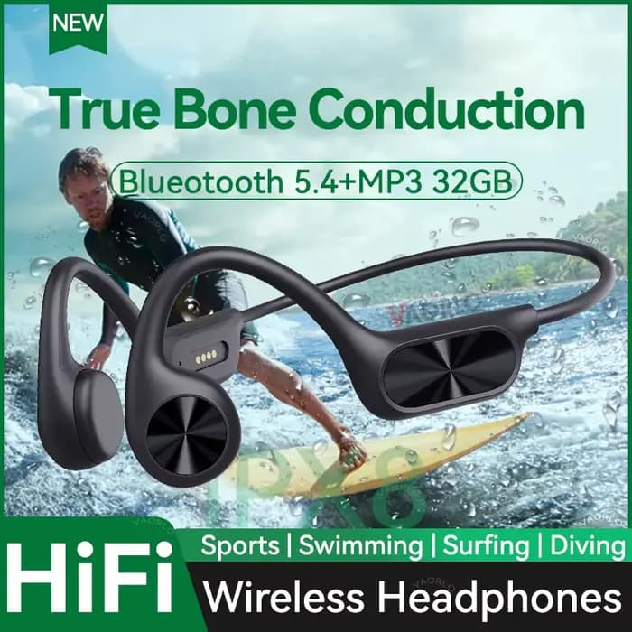 Sophia-Téléphone de sauna sans fil à conduction, casque de natation étanche IPX8, écouteur de sport Bluetooth 5.4, 32 Go de RAM, lecteur MP3, musique HIFI