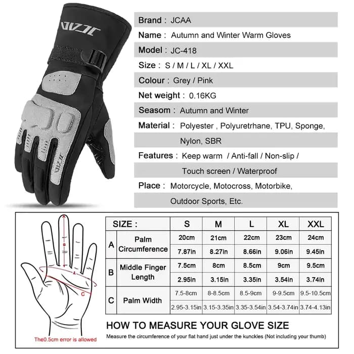 Gants de moto d'hiver JCAA