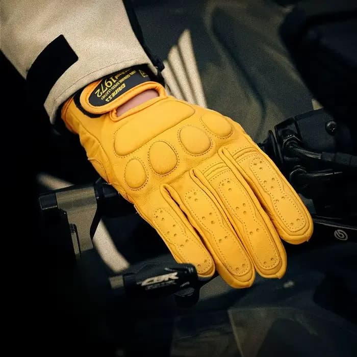 Gants de moto rétro en cuir respirant