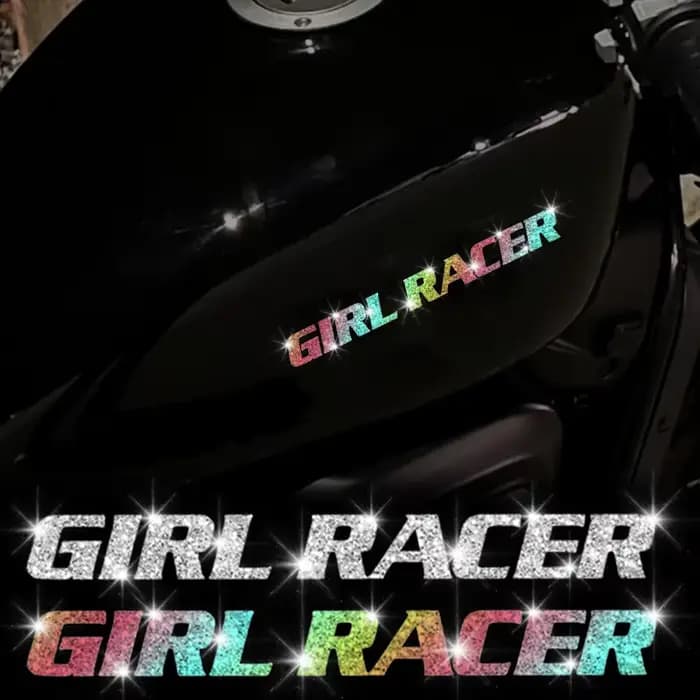 Autocollant de moto Imitation diamant paillettes GIRL RACER