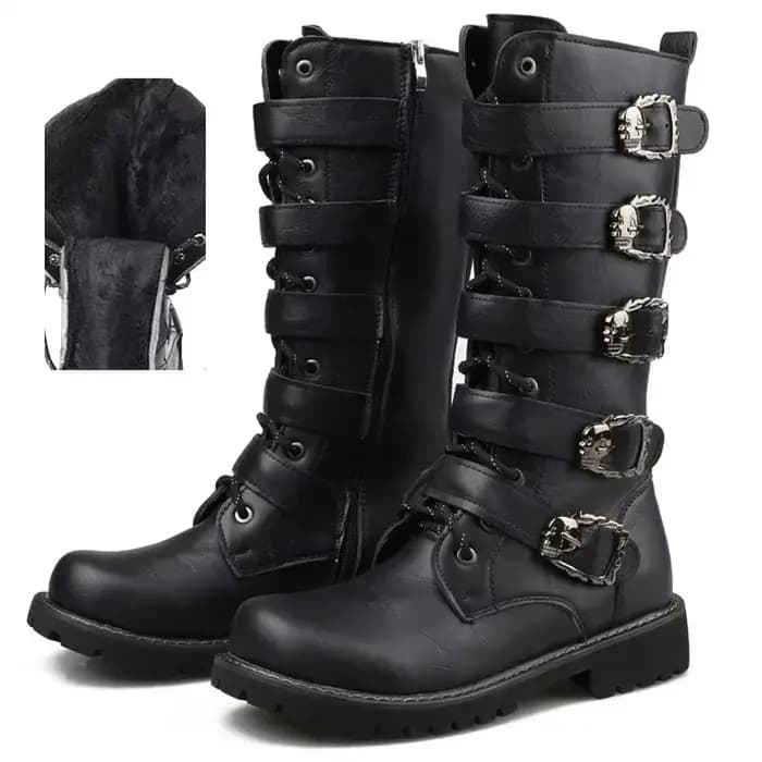 Bottes de moto en cuir pour hommes