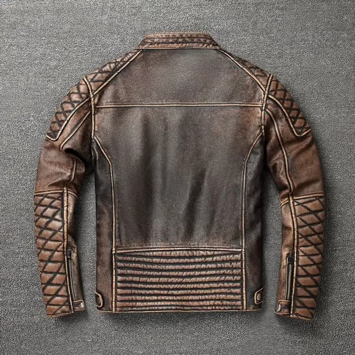 Veste de motard en cuir vintage pour hommes