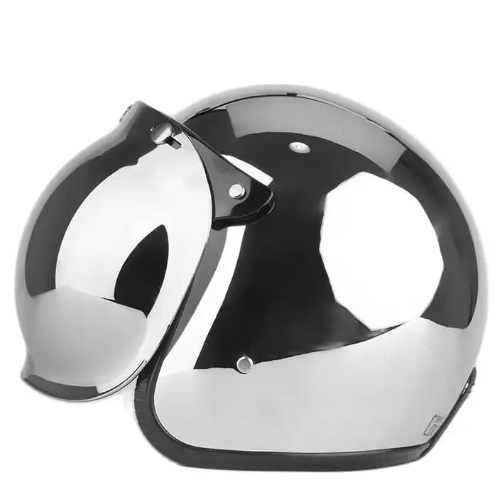 Casque de Moto à visage ouvert Vintage Kask Capacete Chrome argent rétro