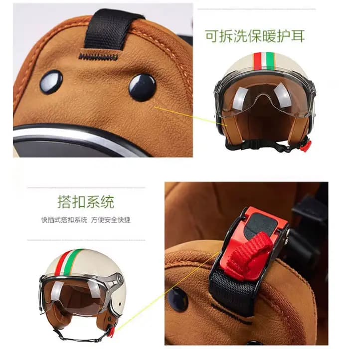 Casque ouvert rétro approuvé DOT ECE
