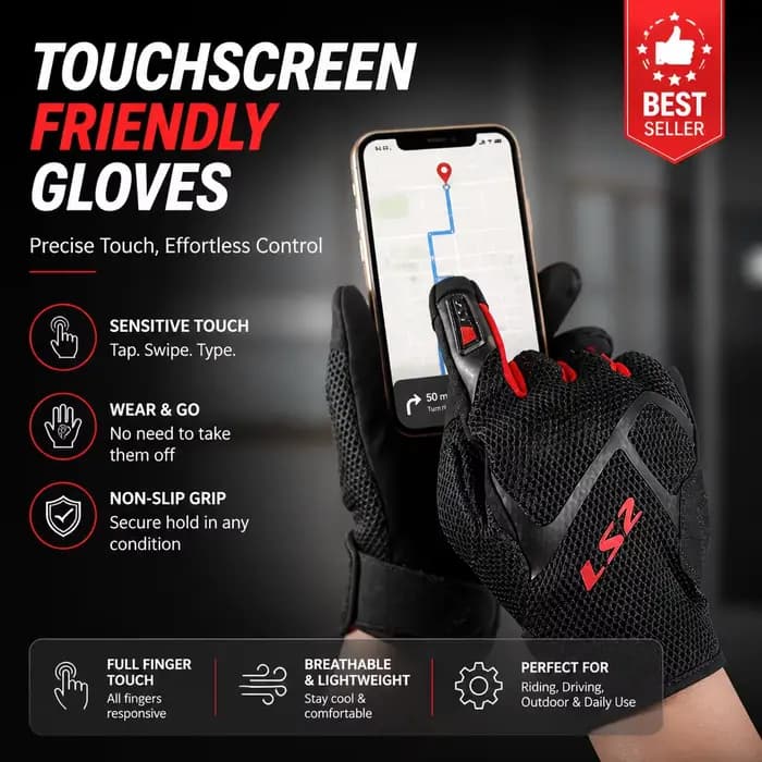 Gants de moto LS2 en maille respirante pour hommes et femmes