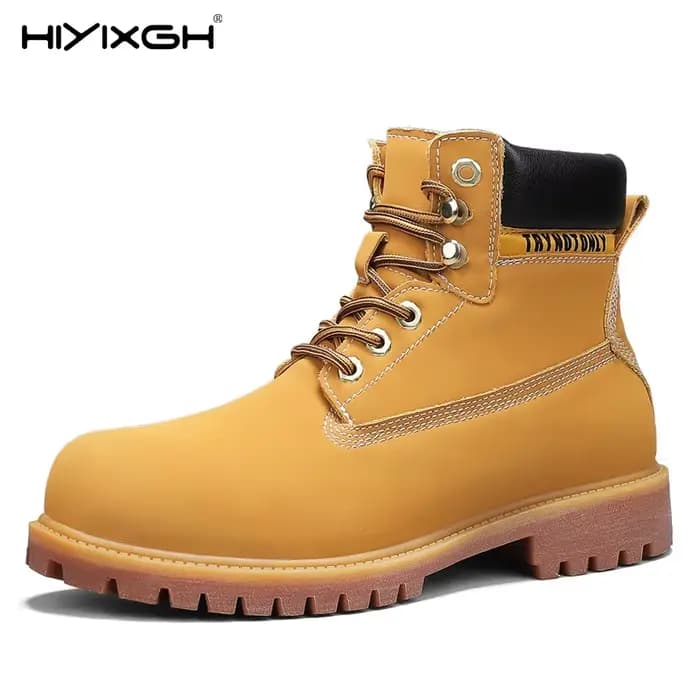 Bottines montantes en cuir véritable pour hommes et femmes, chaussures de sport de plein air de haute qualité, bottines antidérapantes à lacets