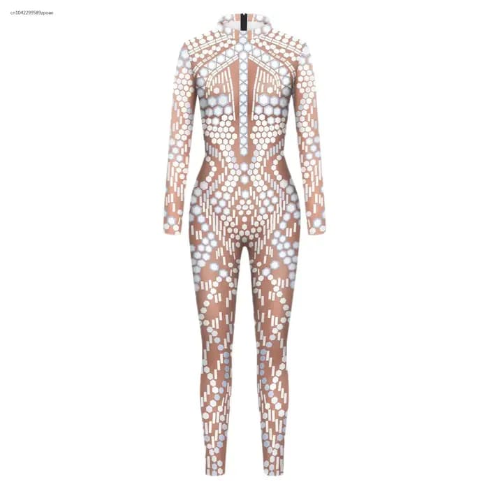 Combinaison de mode pour femme, motif à sequins, costume de cosplay, combinaison Zentai pour adulte, tenue de fitness, body à manches longues avec fermeture éclair, tenue de fête, tenue de yoga aérien