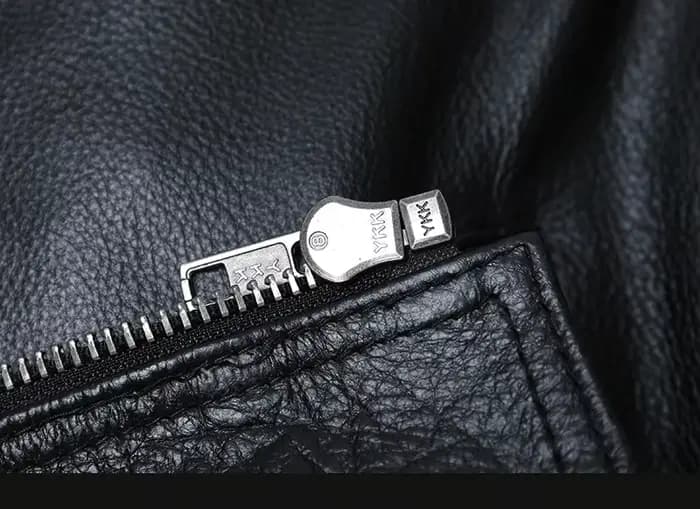 Veste de moto classique en cuir de vachette pour homme