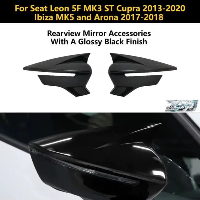 Accessoires de rétroviseur pour Seat Leon 5F MK3 ST Cupra 2013-2020 Lbiza MK5 et Arona 2017-2018 avec finition noir brillant