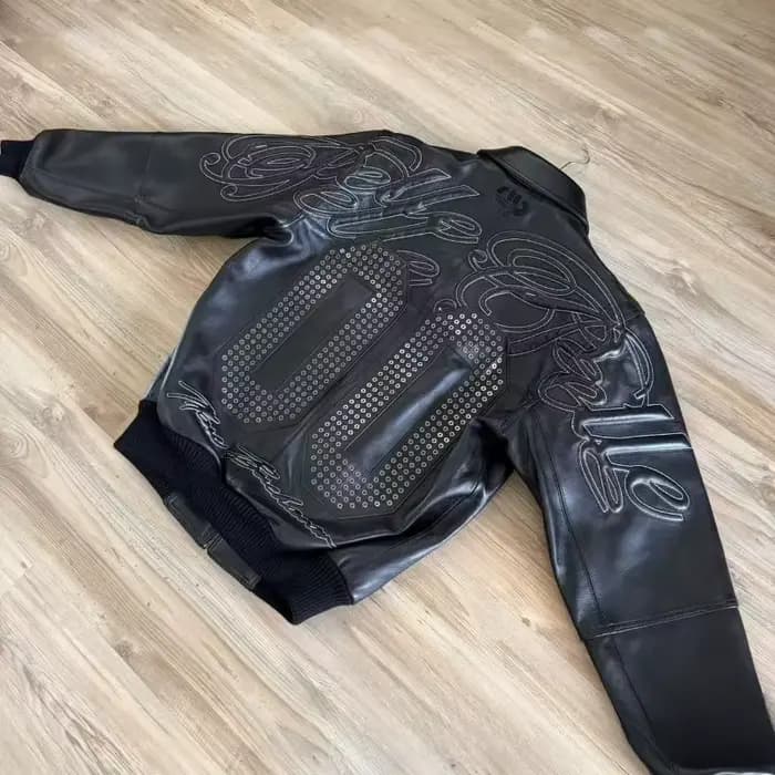 Blouson de moto en cuir PU avec broderie de diamants