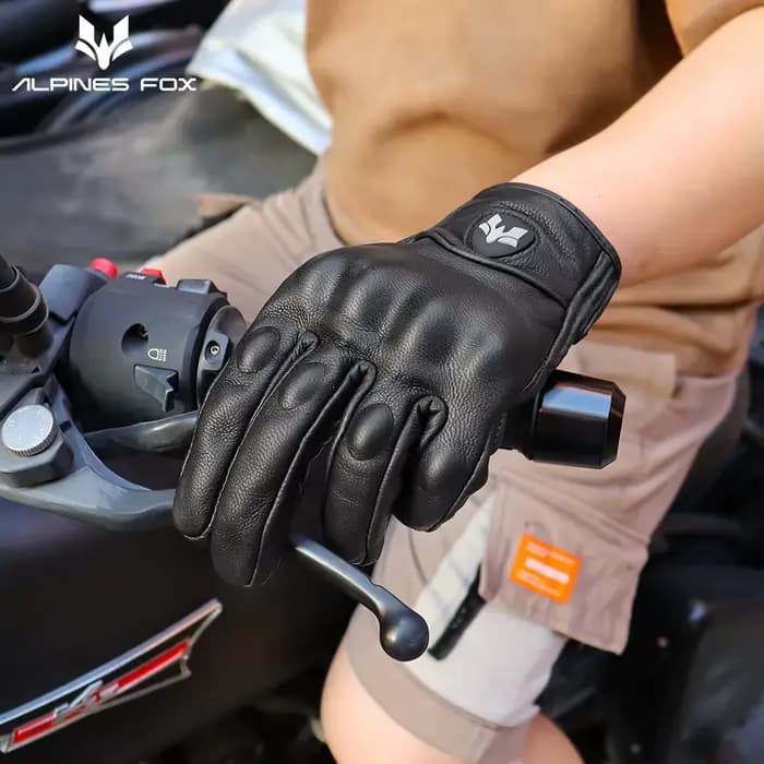 Gants de moto en cuir Vintage pour hommes