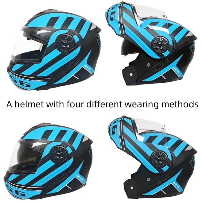 Casque de moto rabattable avec pare-soleil intérieur amovible pour hommes et femmes