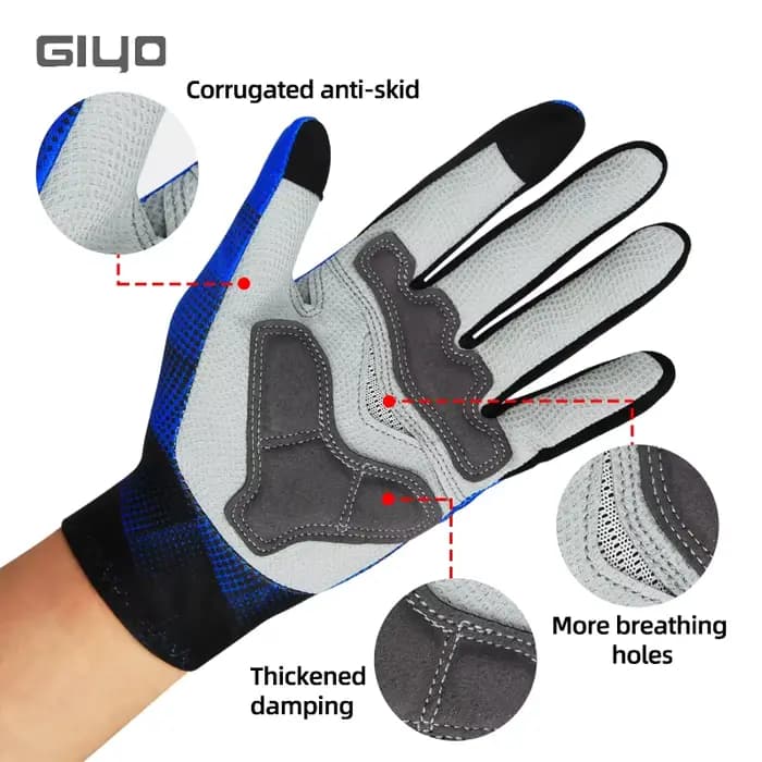 Giyo automne/hiver gants longs velours thermique vtt vélo de route doigt complet