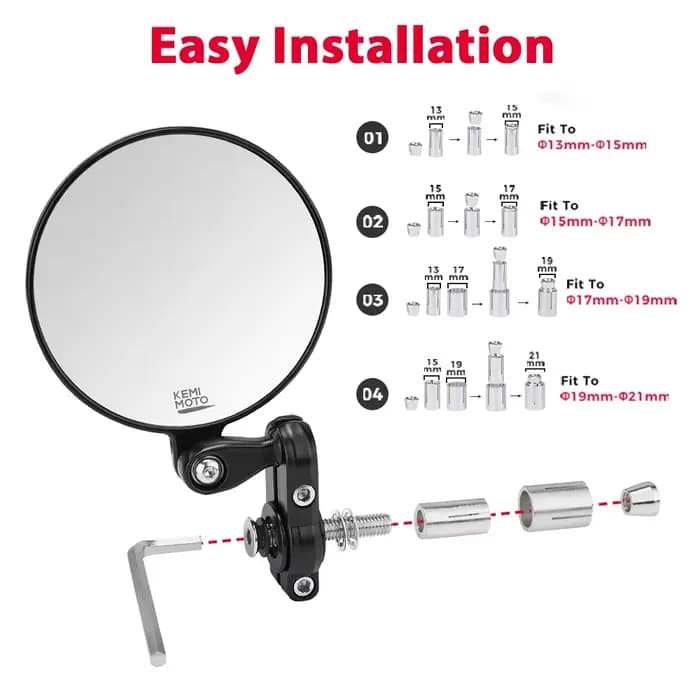 Miroir d'extrémité de guidon de moto E-MARK