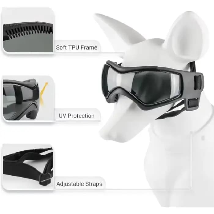 Casque et lunettes de protection pour petits chiens - Casque de moto pour animaux de compagnie avec trous pour les oreilles, sangles réglables pour la promenade des chiots