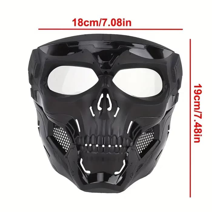 Masque de moto à thème crâne avec lunettes de moto - Plastique durable