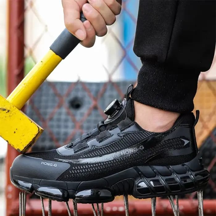 Chaussures de travail en acier anti-écrasement pour hommes, baskets de protection, construction à distance, sécurité industrielle, perforation, vert, Parker