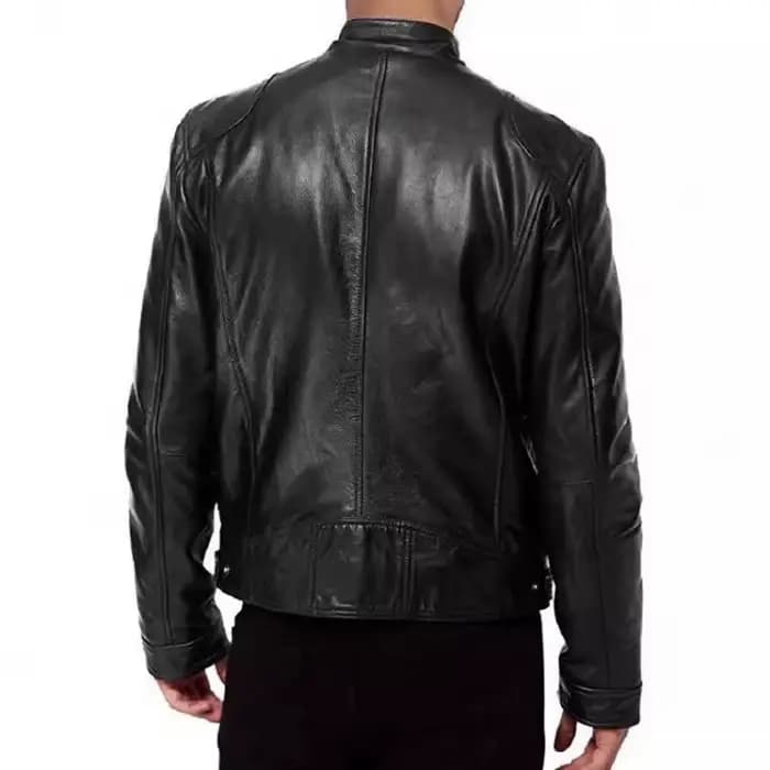 Veste de moto en cuir Punk pour hommes, manteau de motard à col montant, mode jeunesse, Style urbain, fermeture à glissière, sans capuche, disponible en Stock
