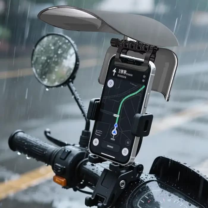 Support de téléphone pour moto avec pare-soleil extensible
