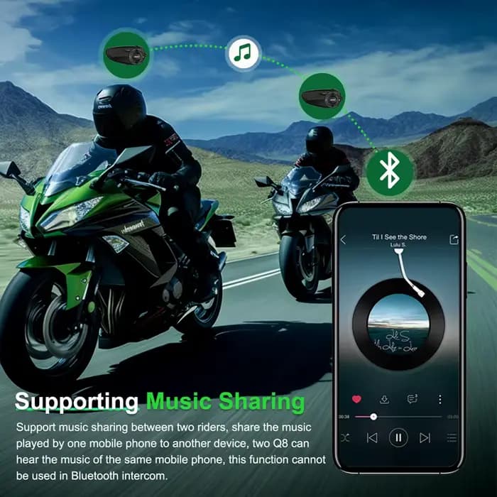 1/2 pièces EJEAS Q8 casque de moto maille 3.0 Interphone Bluetooth5.1 pour 6 coureurs 1200M