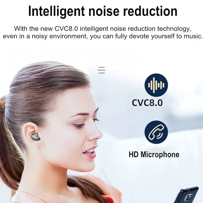 TWS écouteur Bluetooth 5.0 casque sans fil HiFi stéréo sport étanche écouteurs casque avec micro mains libres pour iPhone Xiaomi