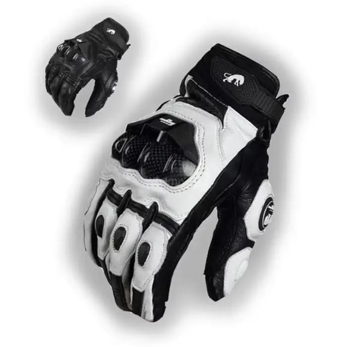 Gants de moto noirs de course en cuir véritable
